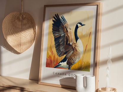 Canada Goose Poster | Majestic Migratory Bird Fine Wall Art — styled in a modern interior
