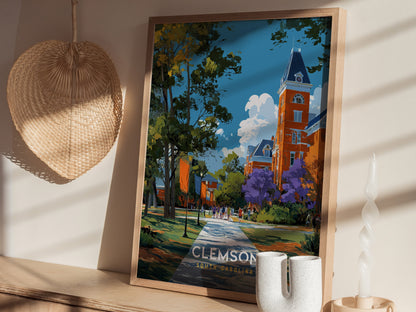 Clemson South Carolina Poster | College Town University Campus Wall Art