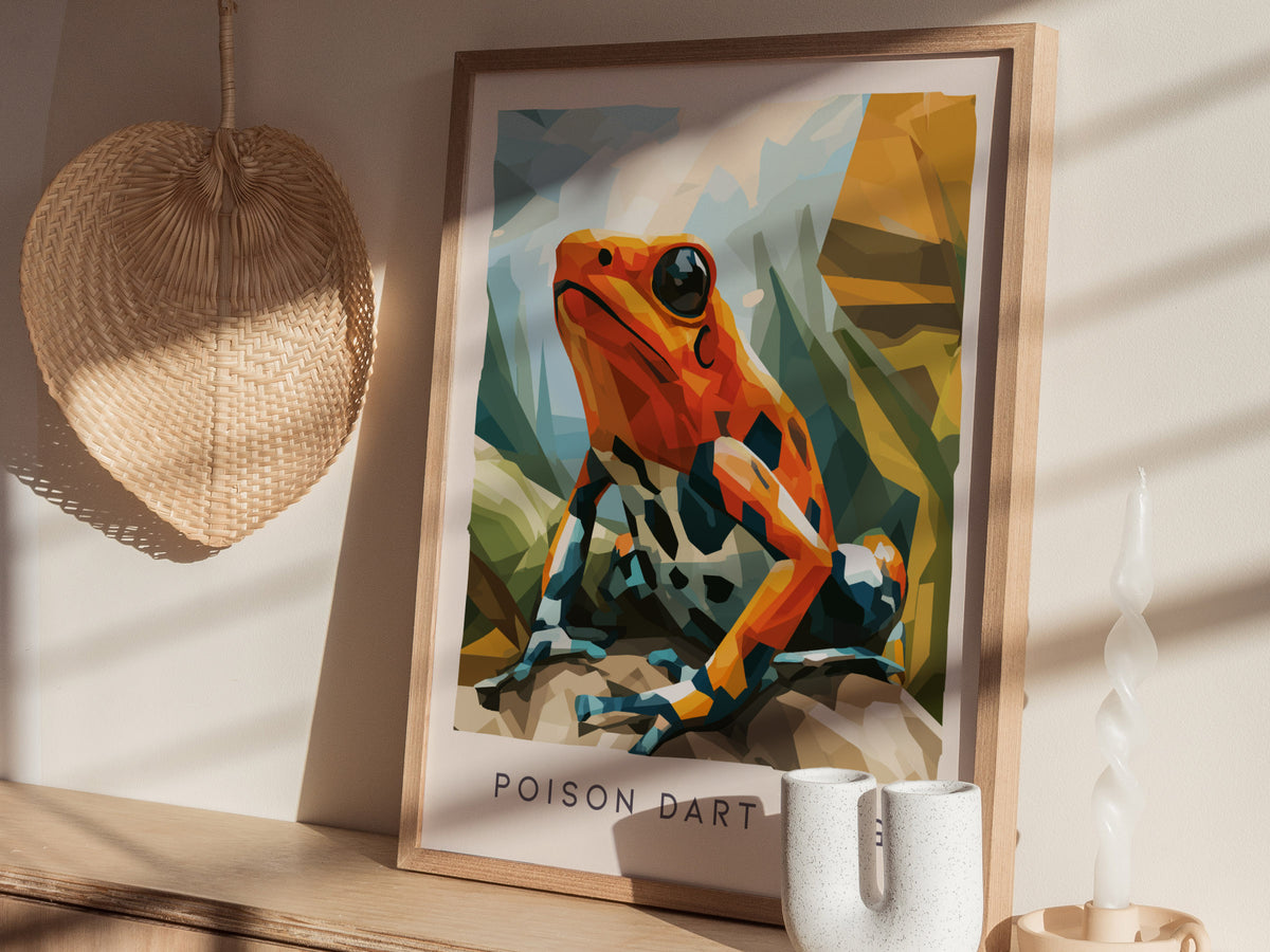 Poison Dart Frog Poster | Vibrant Rainforest Wildlife Art Wall Art — styled in a modern interior