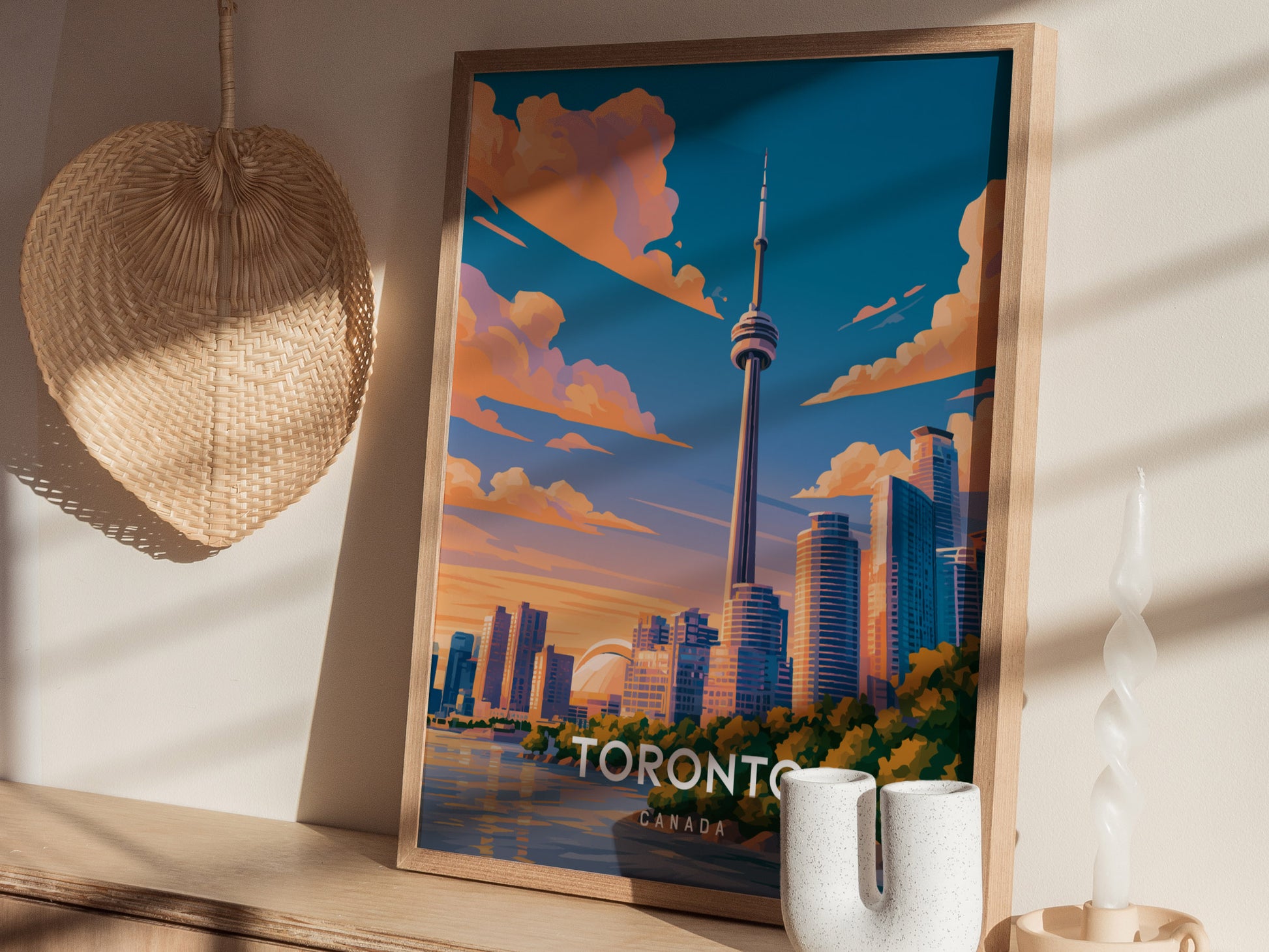 Toronto, Canada Poster | CN Tower & Skyline Cityscape Wall Art — styled in a modern interior