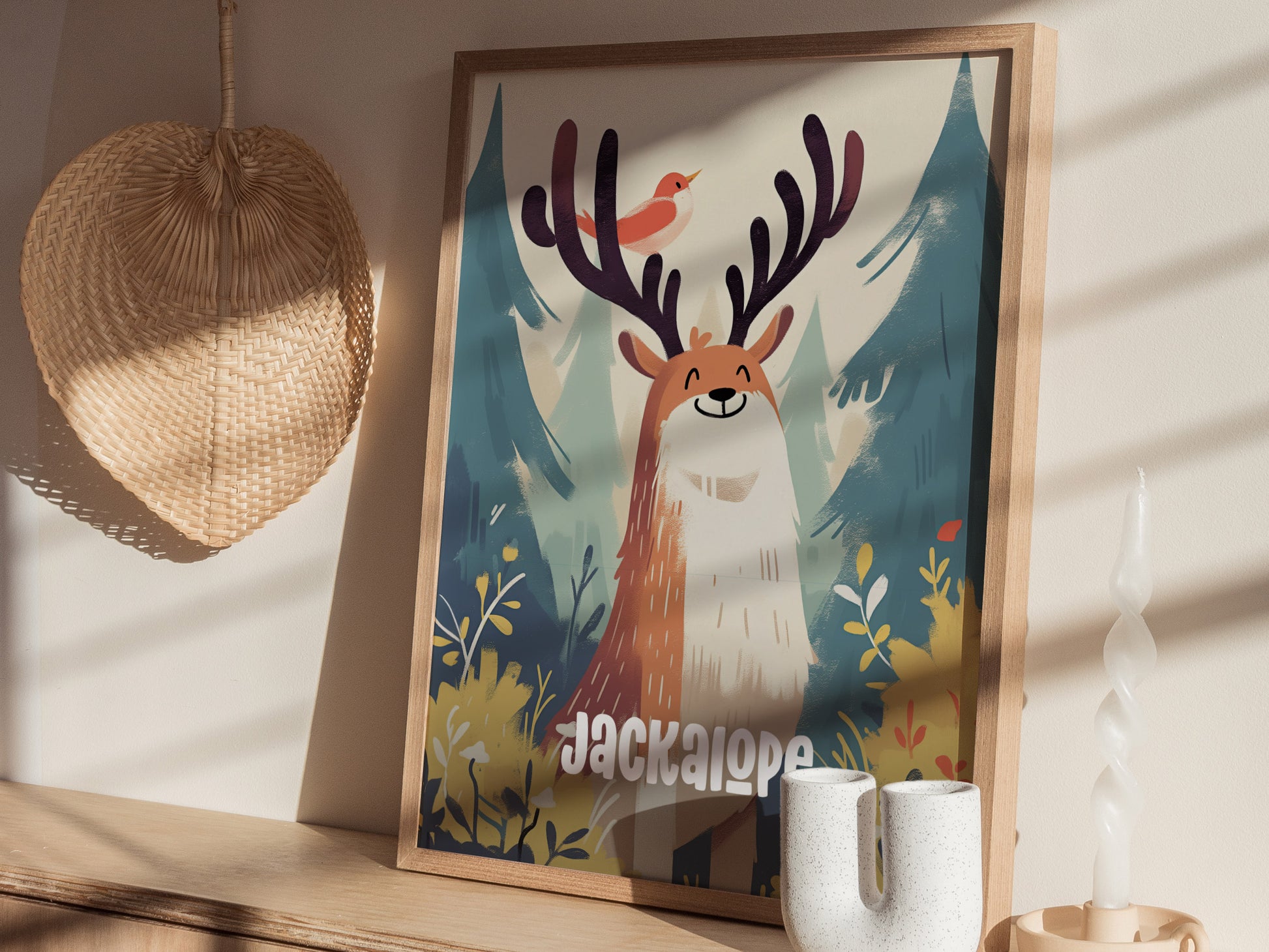 Jackalope Kids Room Poster | Cute Cryptids Wall Art