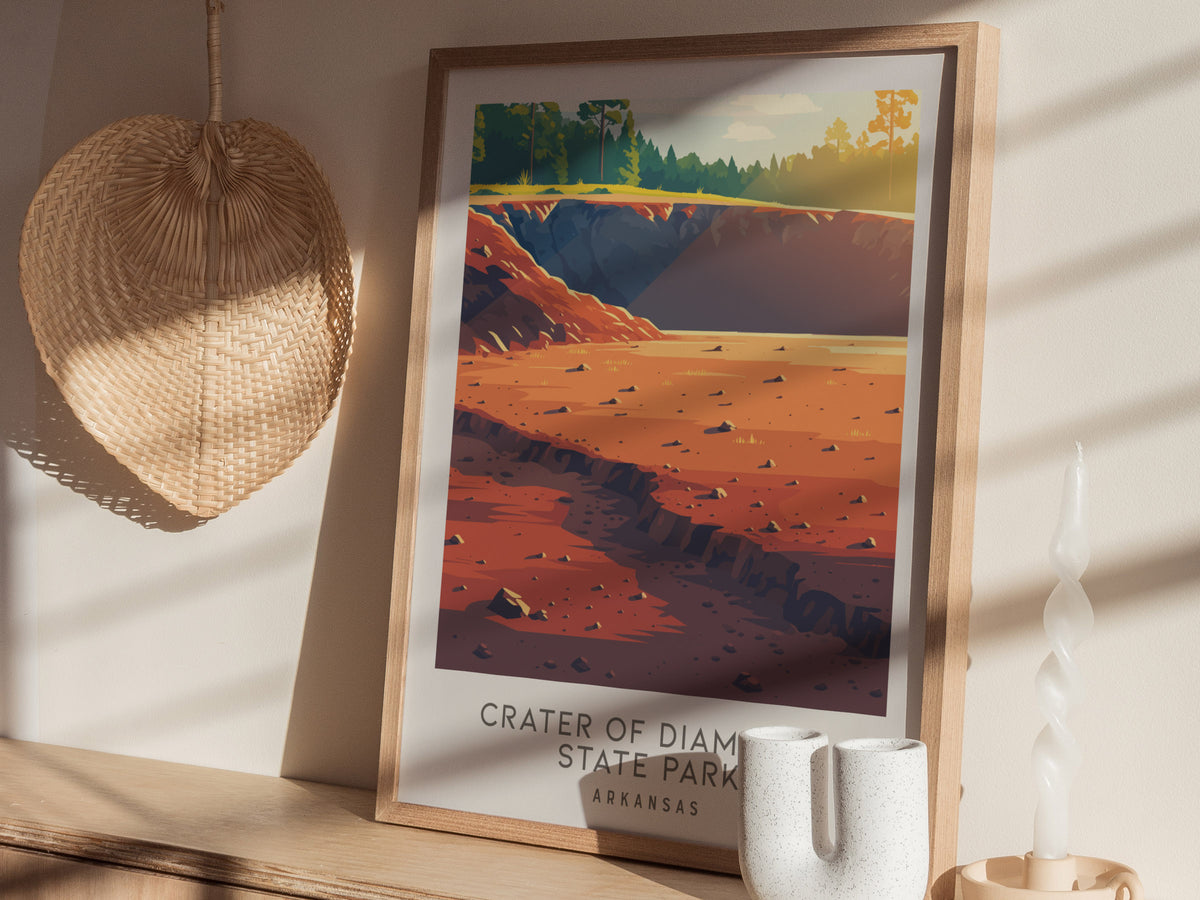 Crater of Diamonds State Park Matte Border Poster | Arkansas Destination Print Travel Wall Art — styled in a modern interior