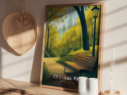 Central Park Poster | New York City Travel Print Wall Art | Framed or Unframed
