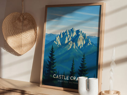 Castle Crags State Park Poster | California Mountain Nature Wall Art | Framed or Unframed