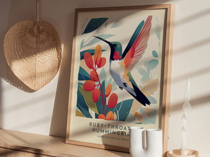 Ruby-Throated Hummingbird Poster | Bird Art | Nature Wildlife Print