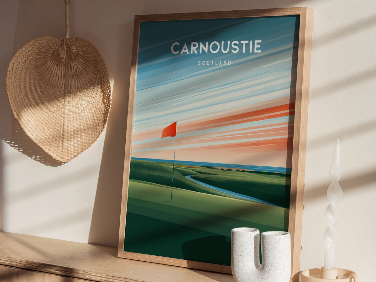 Carnoustie, Scotland Poster | Country Club Decor Golfer Gift Wall Art — styled in a modern interior