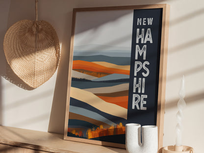 New Hampshire Granite State Poster | State Wall Art Print