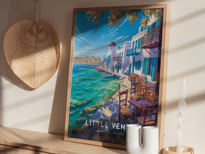 Little Venice Mykonos Poster | Greek Island Wall Art