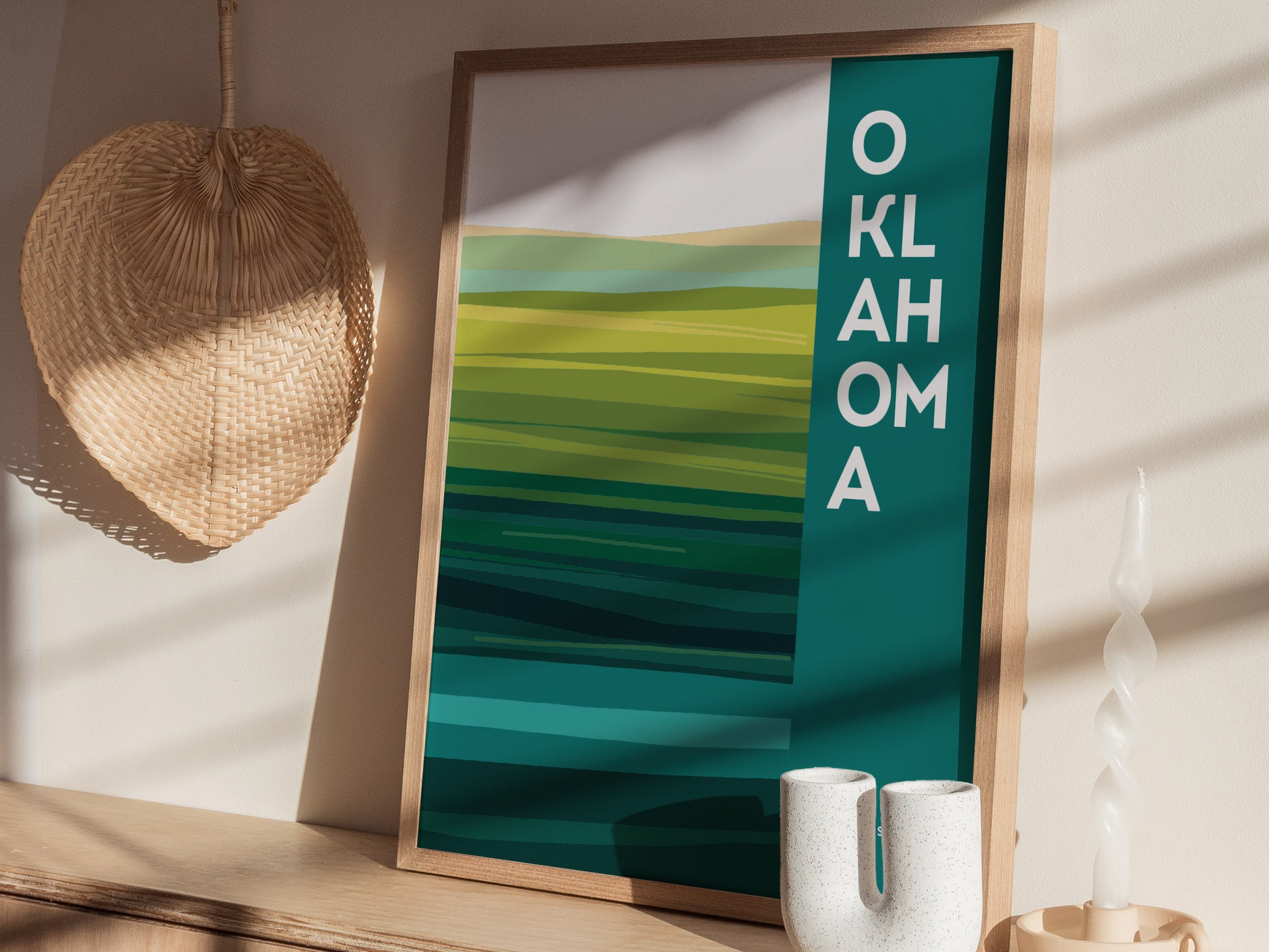 Oklahoma Sooner State Poster | Abstract Tallgrass Prairie Wall Art Print
