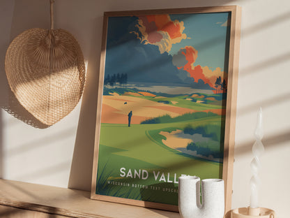 Sand Valley, Wisconsin Poster | Rolling Dunes & Fairways Golf Wall Art — styled in a modern interior