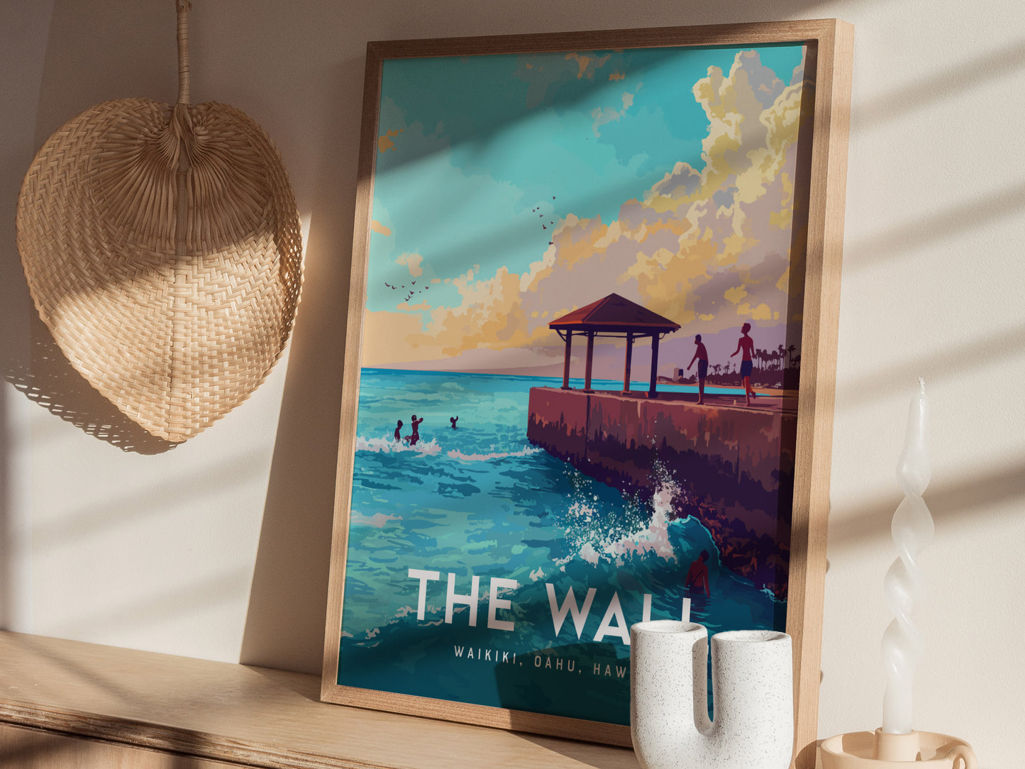 The Wall Poster | Waikiki Beach Art | Oahu Hawaii Local Spot Gift