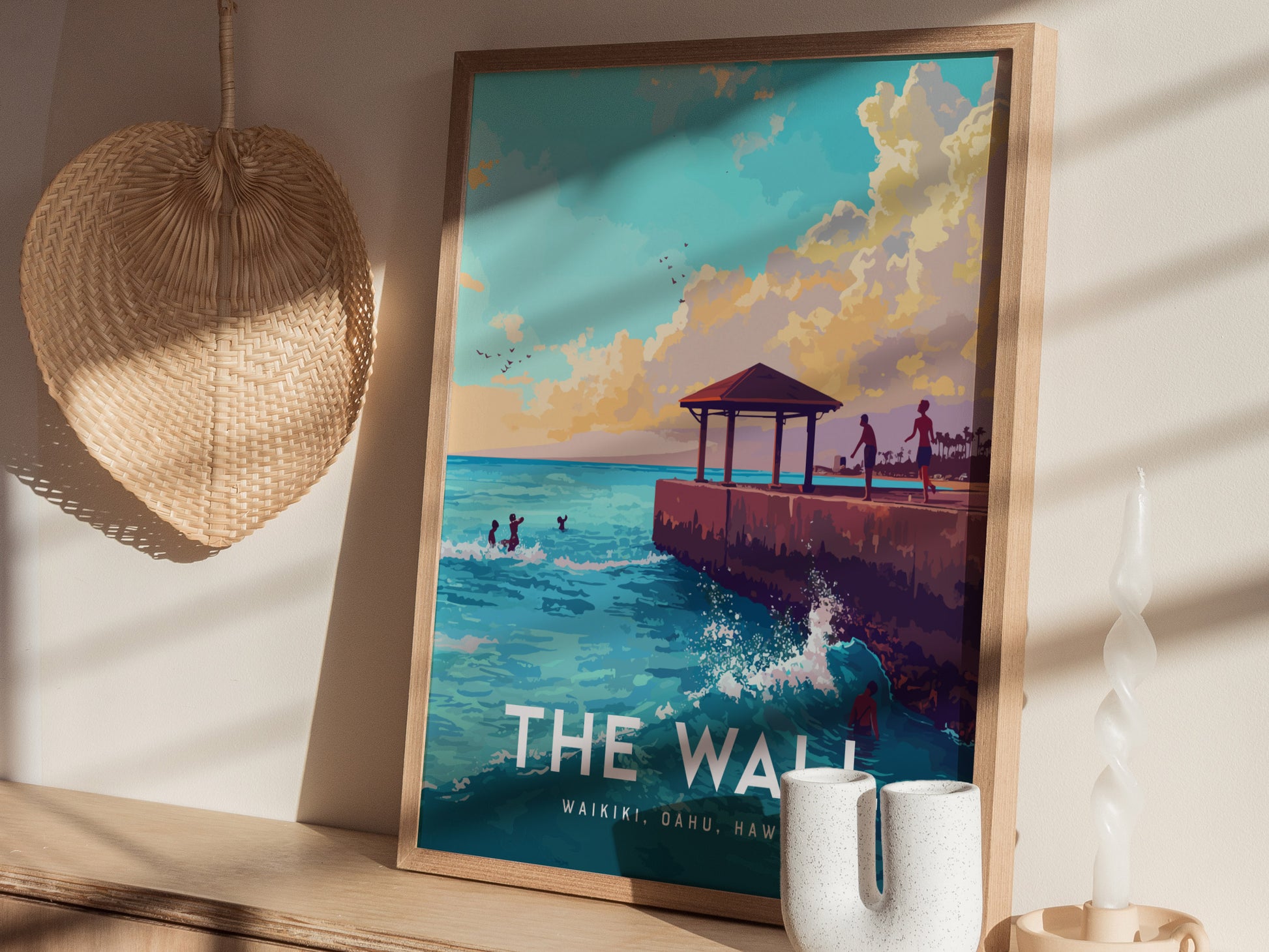 The Wall Poster | Waikiki Beach Art | Oahu Hawaii Local Spot Gift