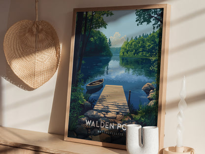Walden Pond Poster | Massachusetts Thoreau Nature Wall Art New England