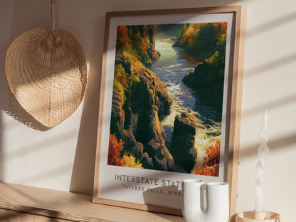 Interstate State Park Matte Border Poster | Taylors Falls, Minnesota Vacation Wall Art — styled in a modern interior