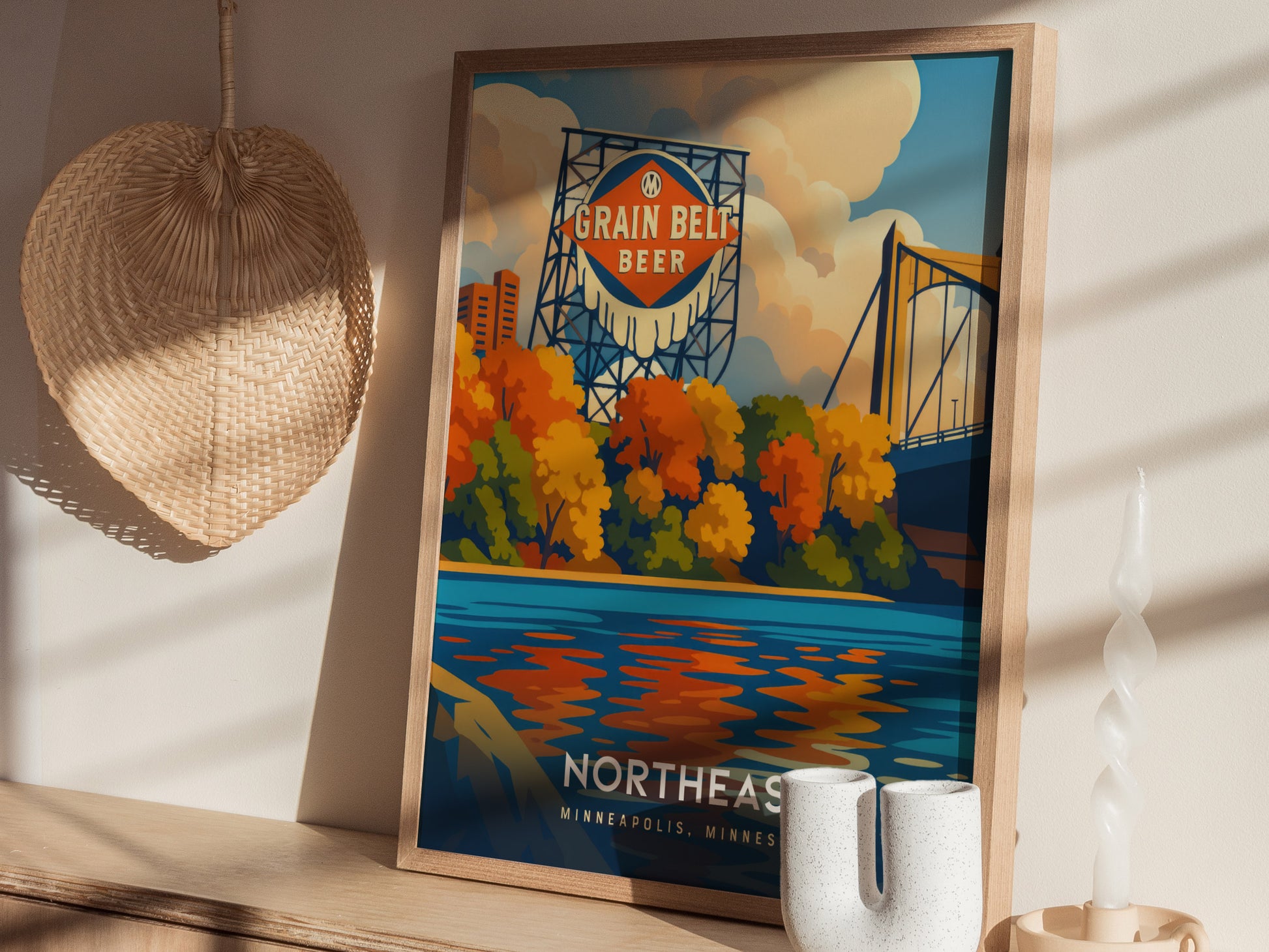 Northeast Minneapolis Poster | Grain Belt Beer Sign Wall Art Print