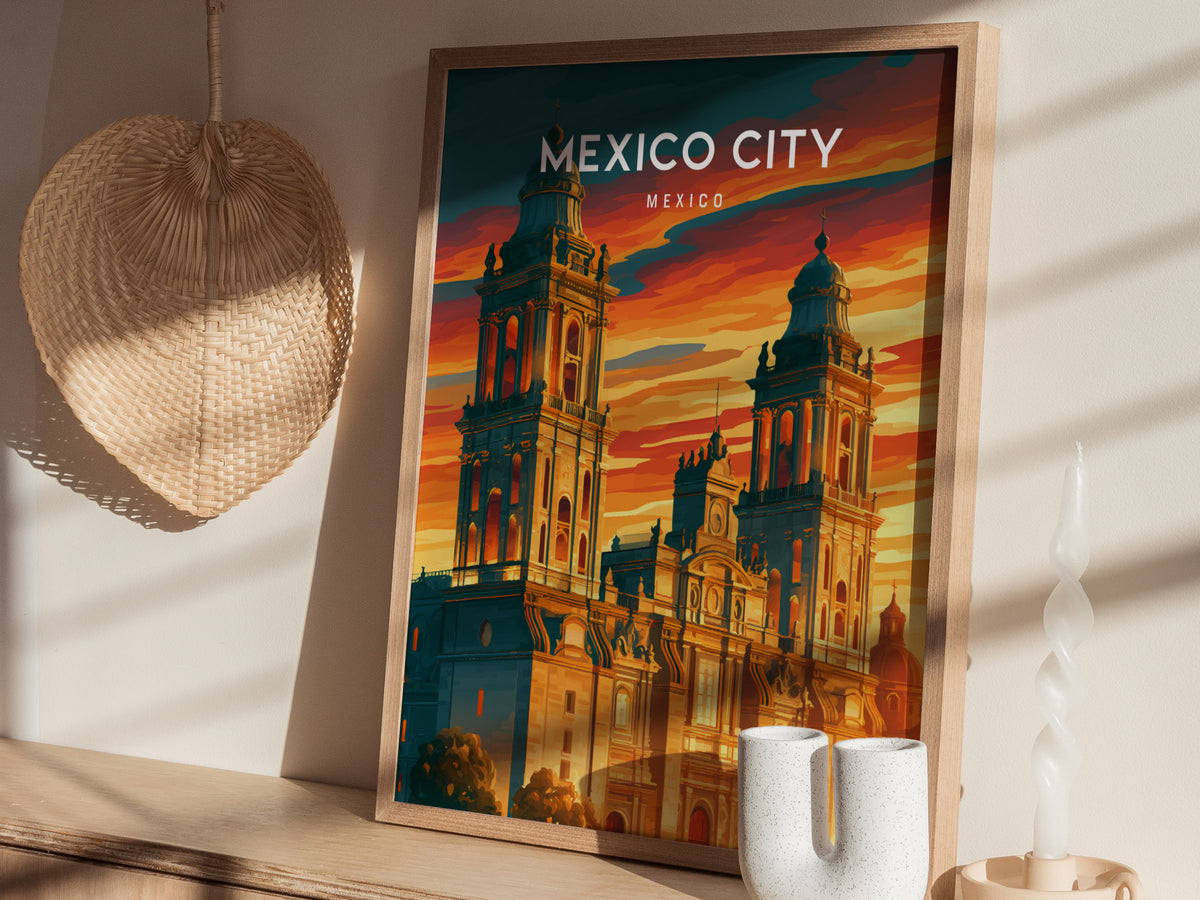 Mexico City, Mexico Poster | Vibrant Culture & Architecture Wall Art — styled in a modern interior