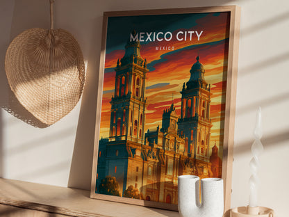 Mexico City, Mexico Poster | Vibrant Culture & Architecture Wall Art — styled in a modern interior