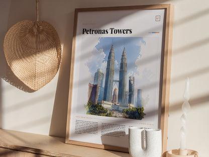 Kuala Lumpur Skyline Poster | Petronas Twin Towers Cityscape Wall Art