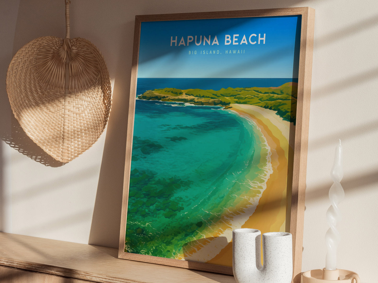 Hapuna Beach Poster | Big Island Hawaii Tropical Wall Art