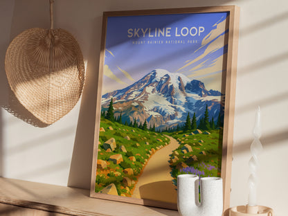 Skyline Loop Trail Poster | Mount Rainier Art | Washington Hiking Print