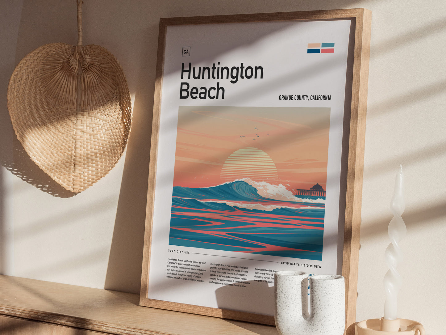 Huntington Beach Surf Spot Poster | Surf City USA Wall Art