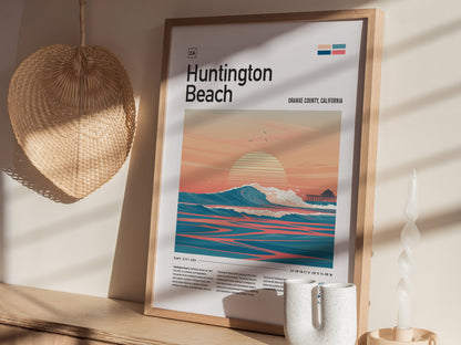 Huntington Beach Surf Spot Poster | Surf City USA Wall Art