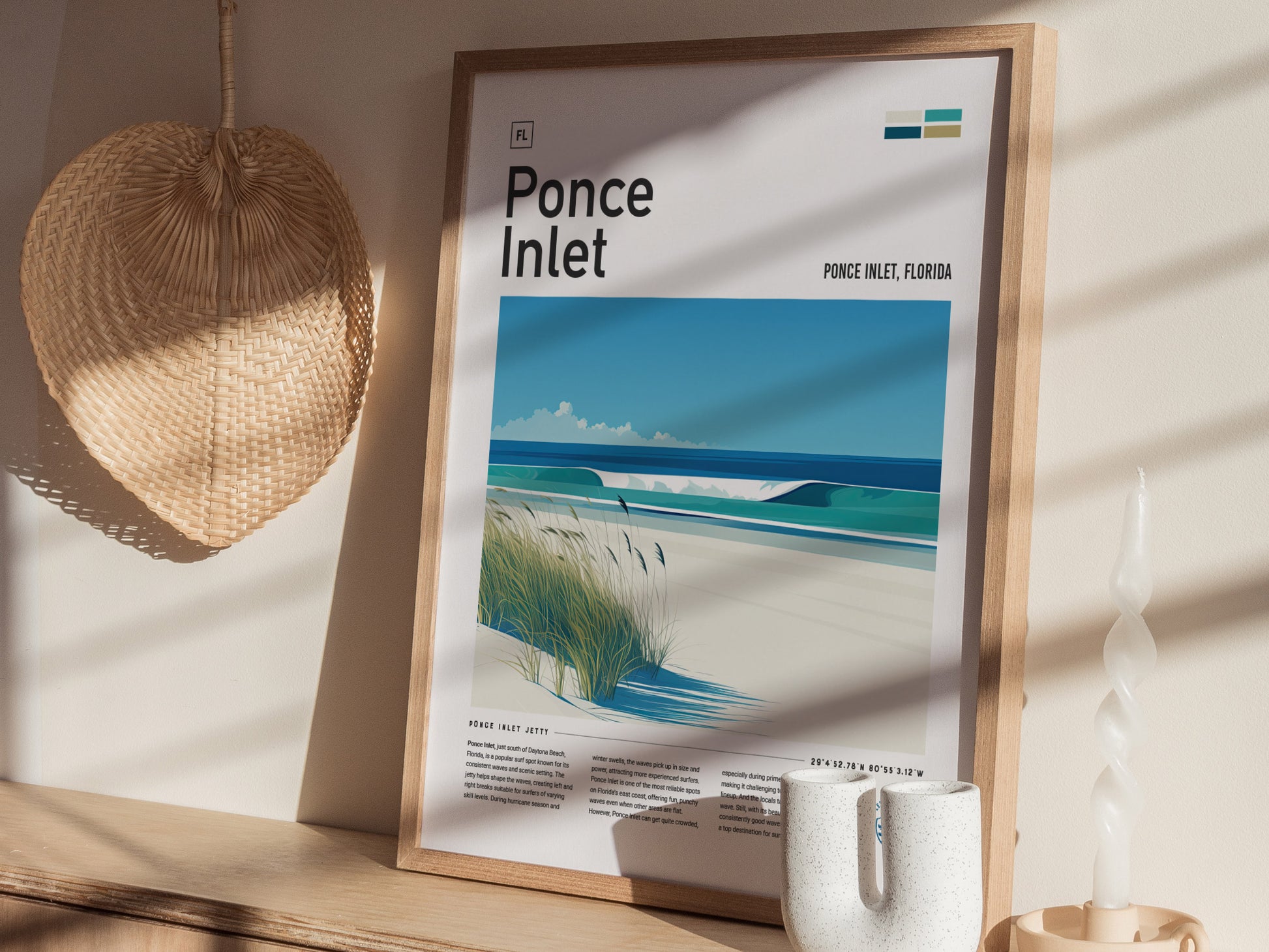 Ponce Inlet Poster | Florida Surf Spot Art | Daytona Beach Wall Decor