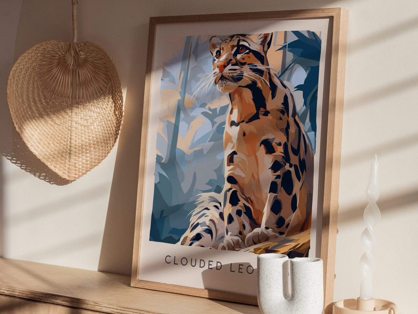Clouded Leopard, Neofelis Nebulosa Poster | Exotic Wildlife Wall Art — styled in a modern interior