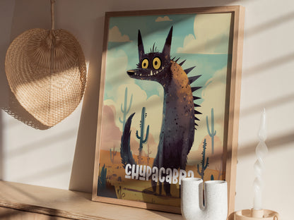 Chupacabra Cute Cryptids Poster | Kids Room Decor Wall Art | Framed or Unframed