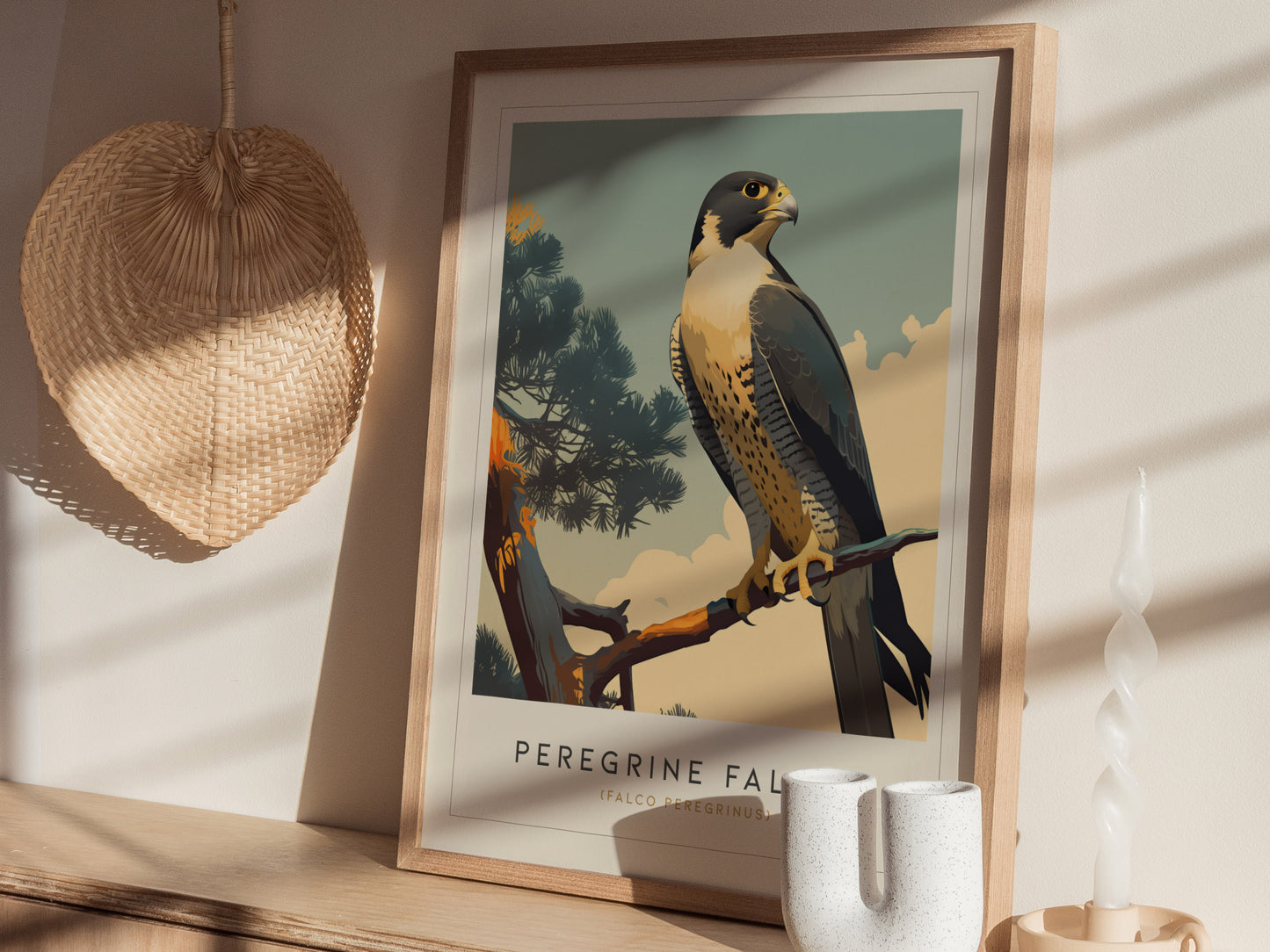 Peregrine Falcon Poster | Modern Audubon Bird of Prey Wall Art Print