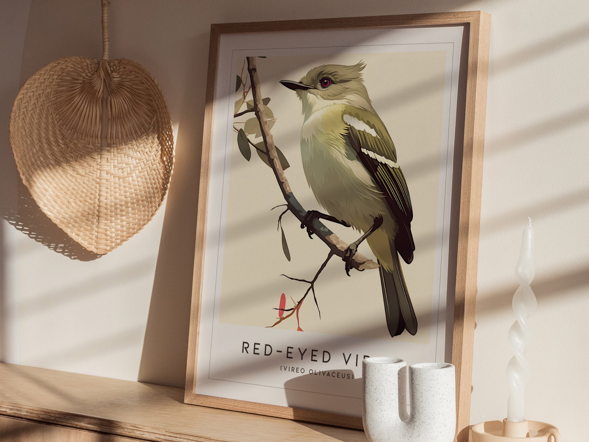 Red-Eyed Vireo Poster | Forest Songbird Wall Art