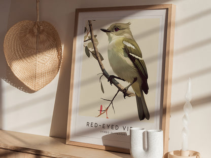 Red-Eyed Vireo Poster | Forest Songbird Wall Art