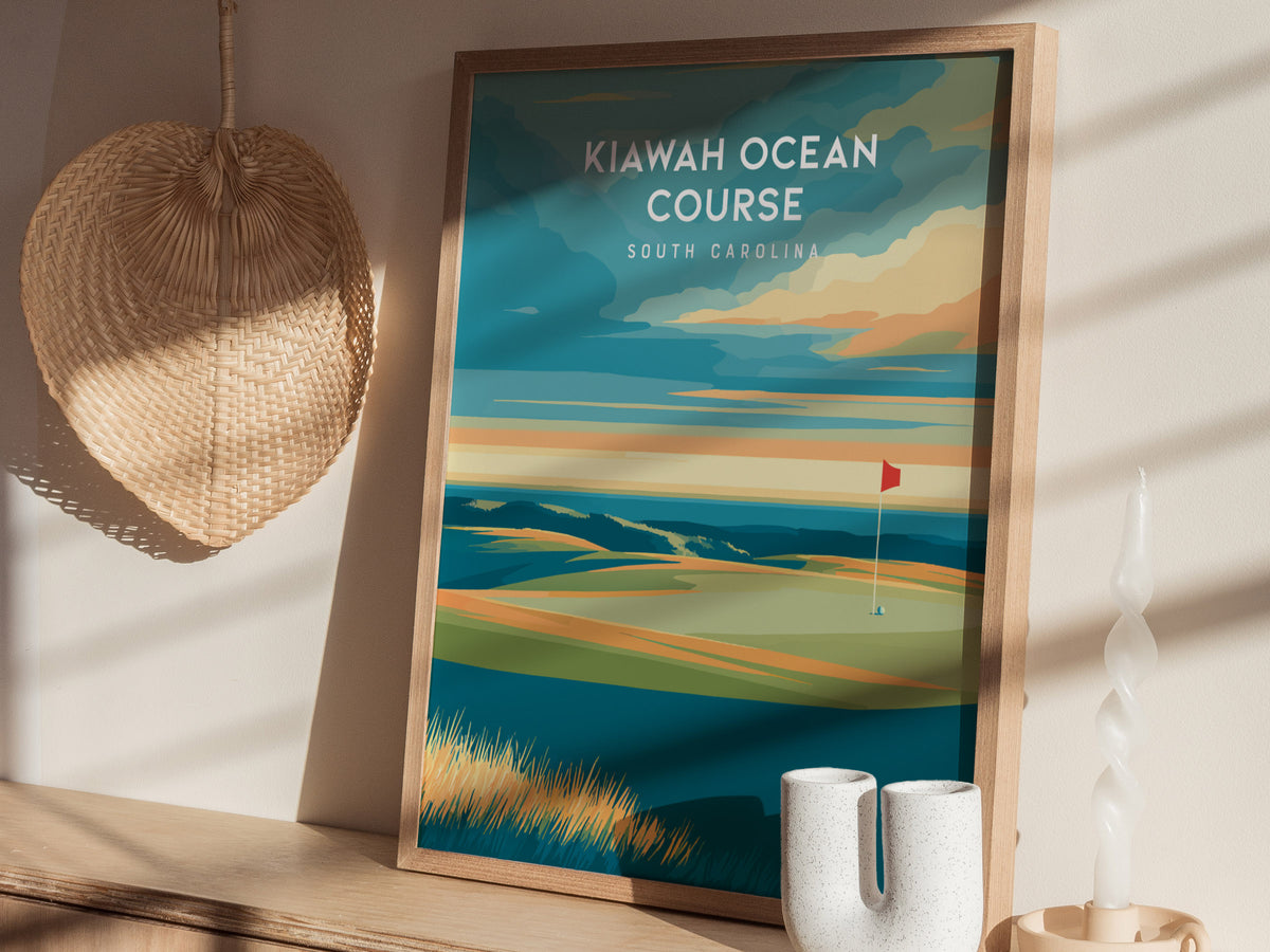 Kiawah Ocean Course, South Carolina Poster | Links Poster & Golfer Gift Wall Art — styled in a modern interior