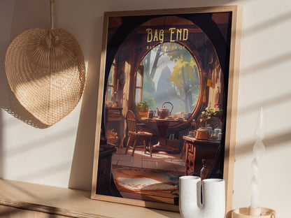 Bag End Hobbit Hole Poster | The Shire LOTR Tolkien Wall Art | Framed or Unframed