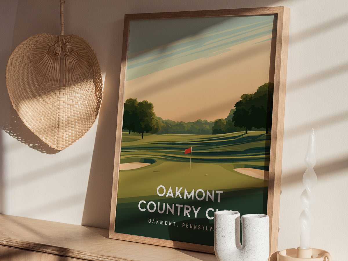 Oakmont Country Club, Oakmont, Pennsylvania Poster | Classic Links Golfer Gift Wall Art — styled in a modern interior