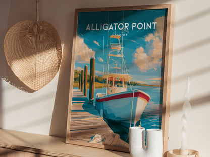 Alligator Point, Florida Poster | Wild Gulf Shore Serenity Wall Art — styled in a modern interior