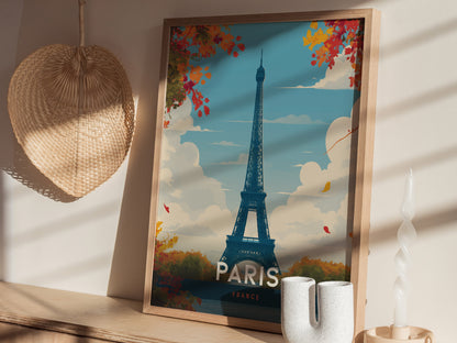 Eiffel Tower Paris Poster | France Landmark Wall Art | Framed of Unframed