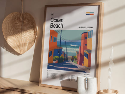 Ocean Beach San Francisco Surf Poster | California Surfer Wall Art Print