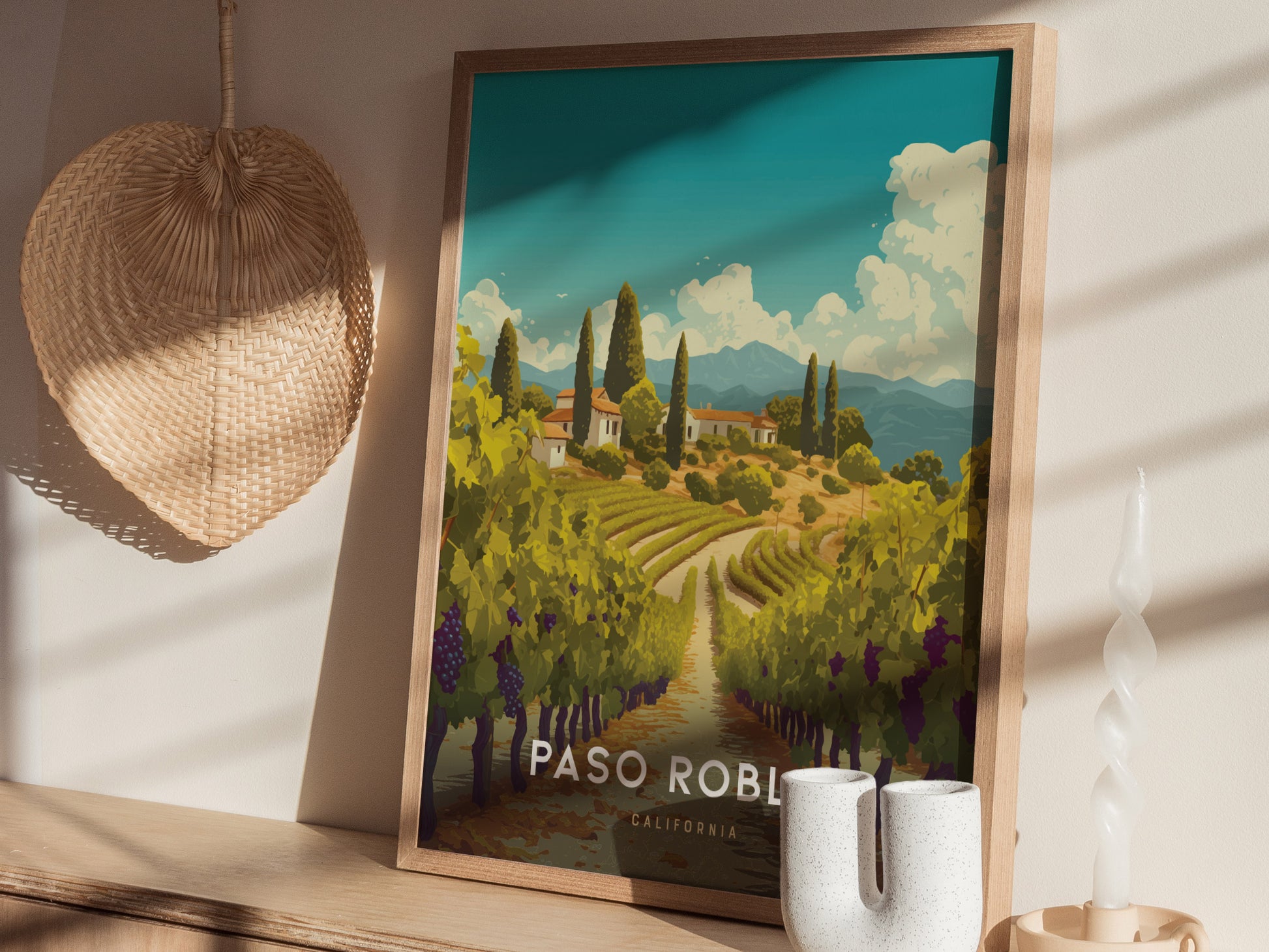 Paso Robles California Poster | Wine Country Wall Art Print