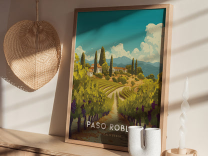 Paso Robles California Poster | Wine Country Wall Art Print