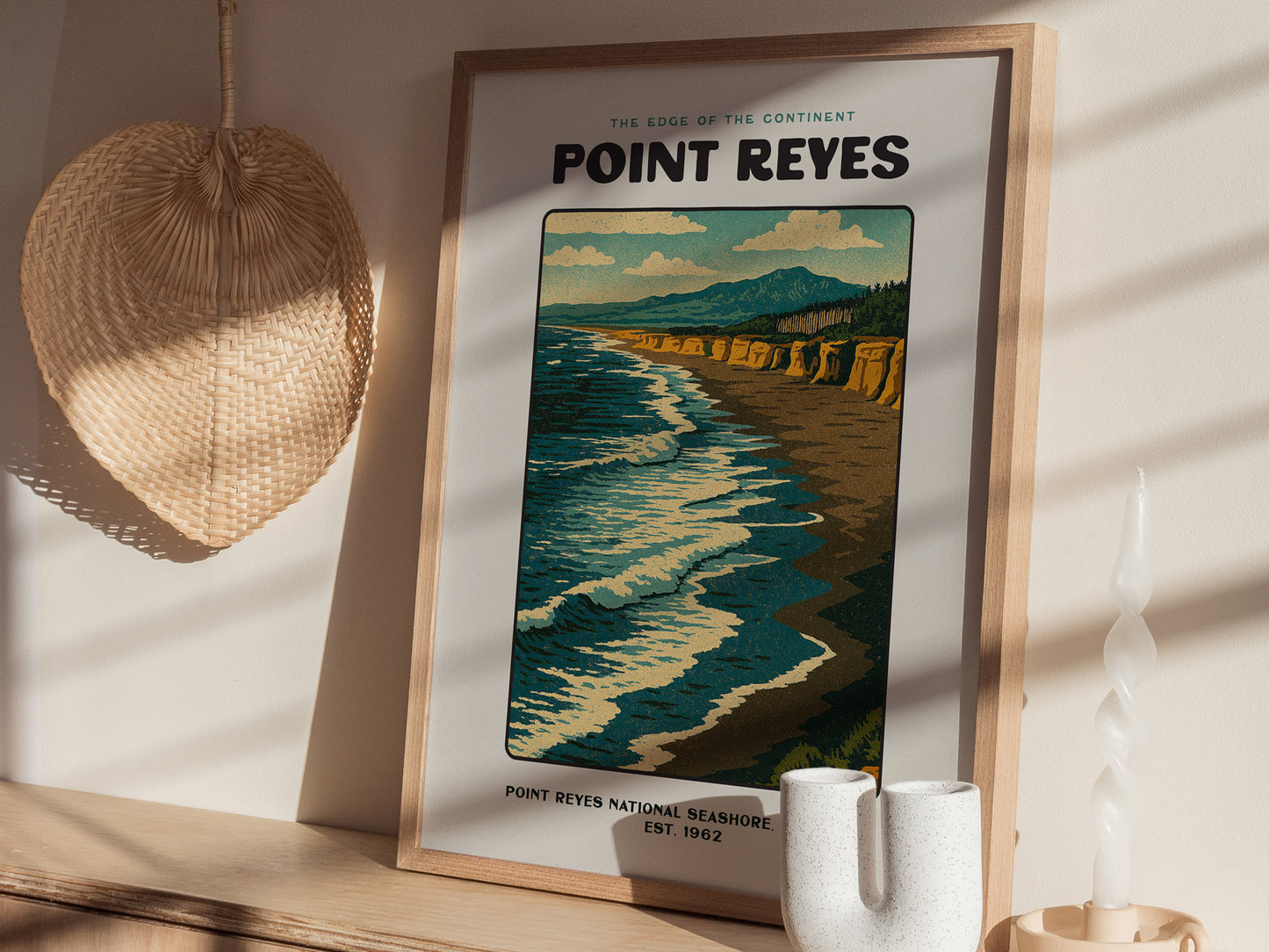 Point Reyes Poster | California Coast Seashore Vintage Wall Art