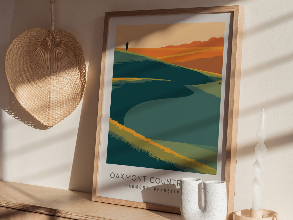 Oakmont Country Club Matte Border Poster | Oakmont, Pennsylvania Golf Course Print Wall Art — styled in a modern interior