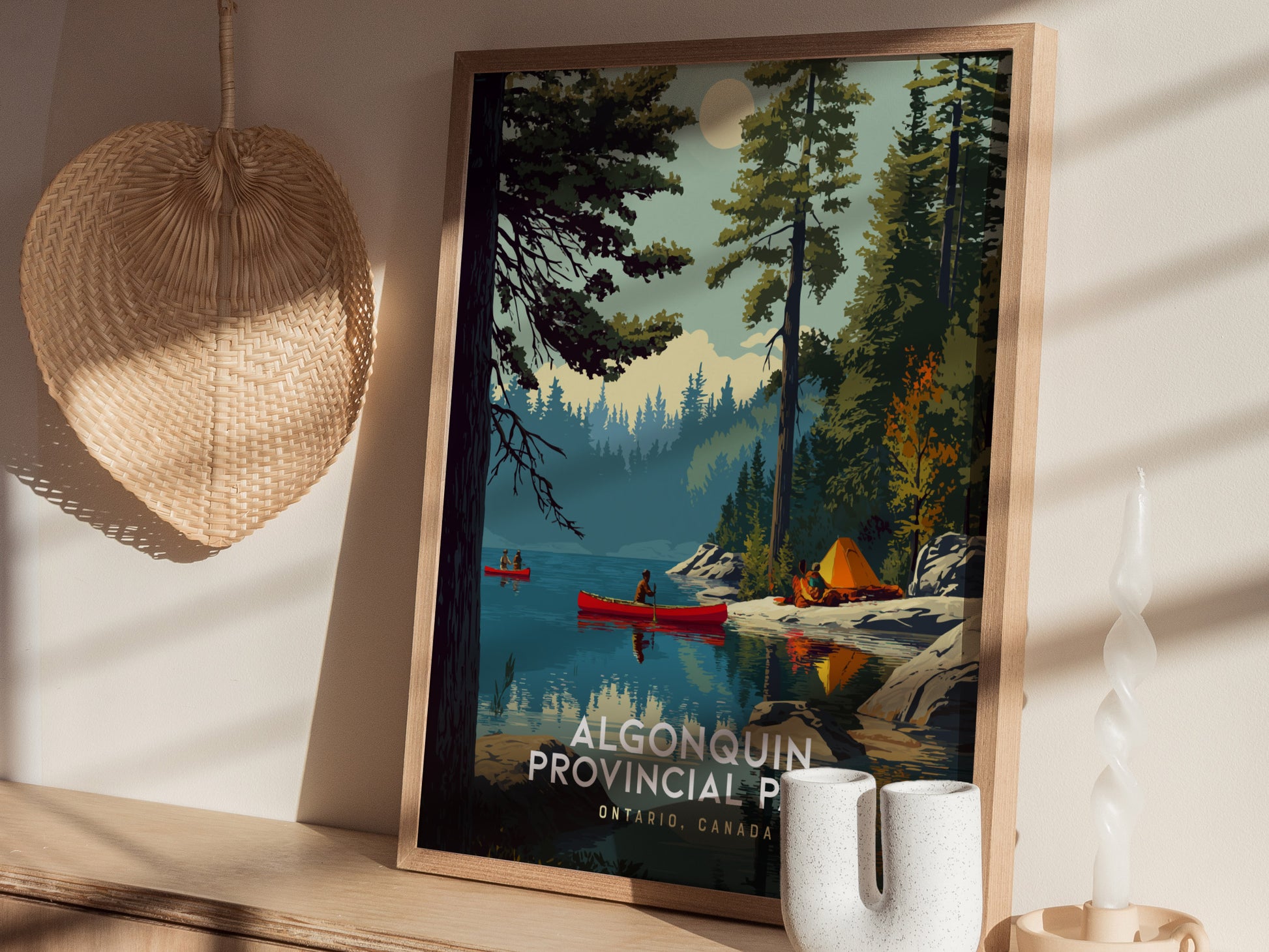 Algonquin Provincial Park Canada Poster | Canoe Camping Ontario Wall Art | Framed or Unframed