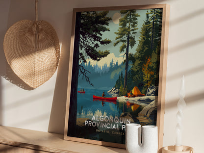 Algonquin Provincial Park Canada Poster | Canoe Camping Ontario Wall Art | Framed or Unframed