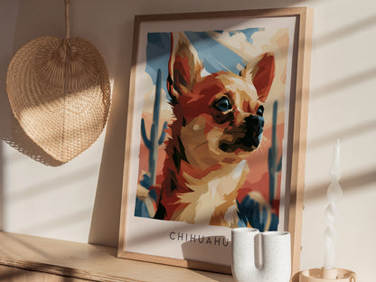 Chihuahua Poster | Bold Desert Dog Portrait Wall Art — styled in a modern interior