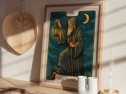 The Hermit Tarot Poster | Major Arcana Card IX Inner Wisdom Wall Art