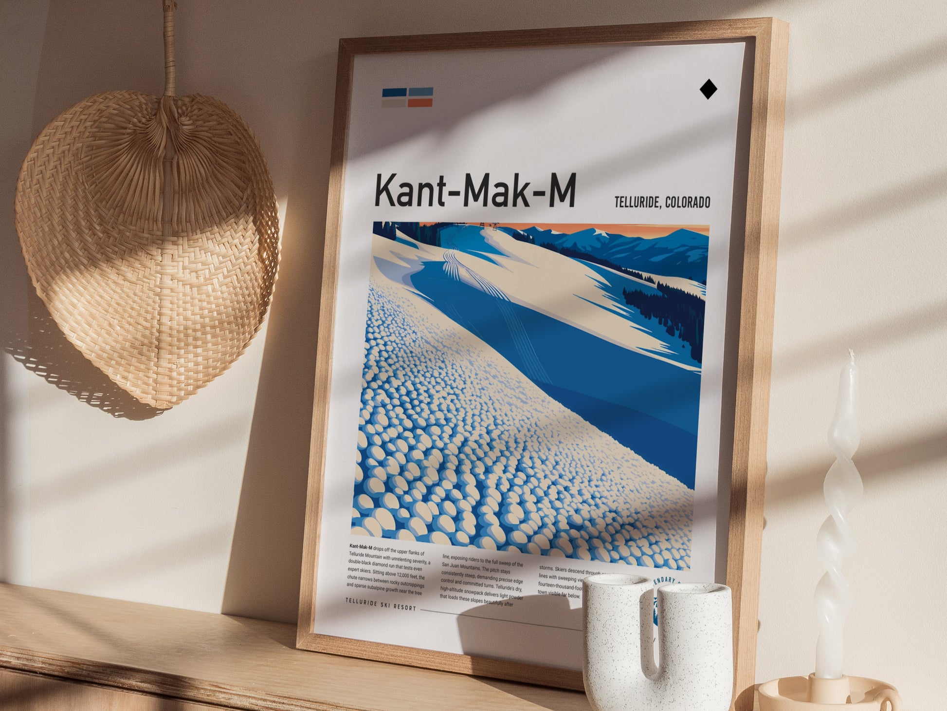Kant-Mak-M, Telluride Poster | Alpine Ski Run Mountain Wall Art — styled in a modern interior