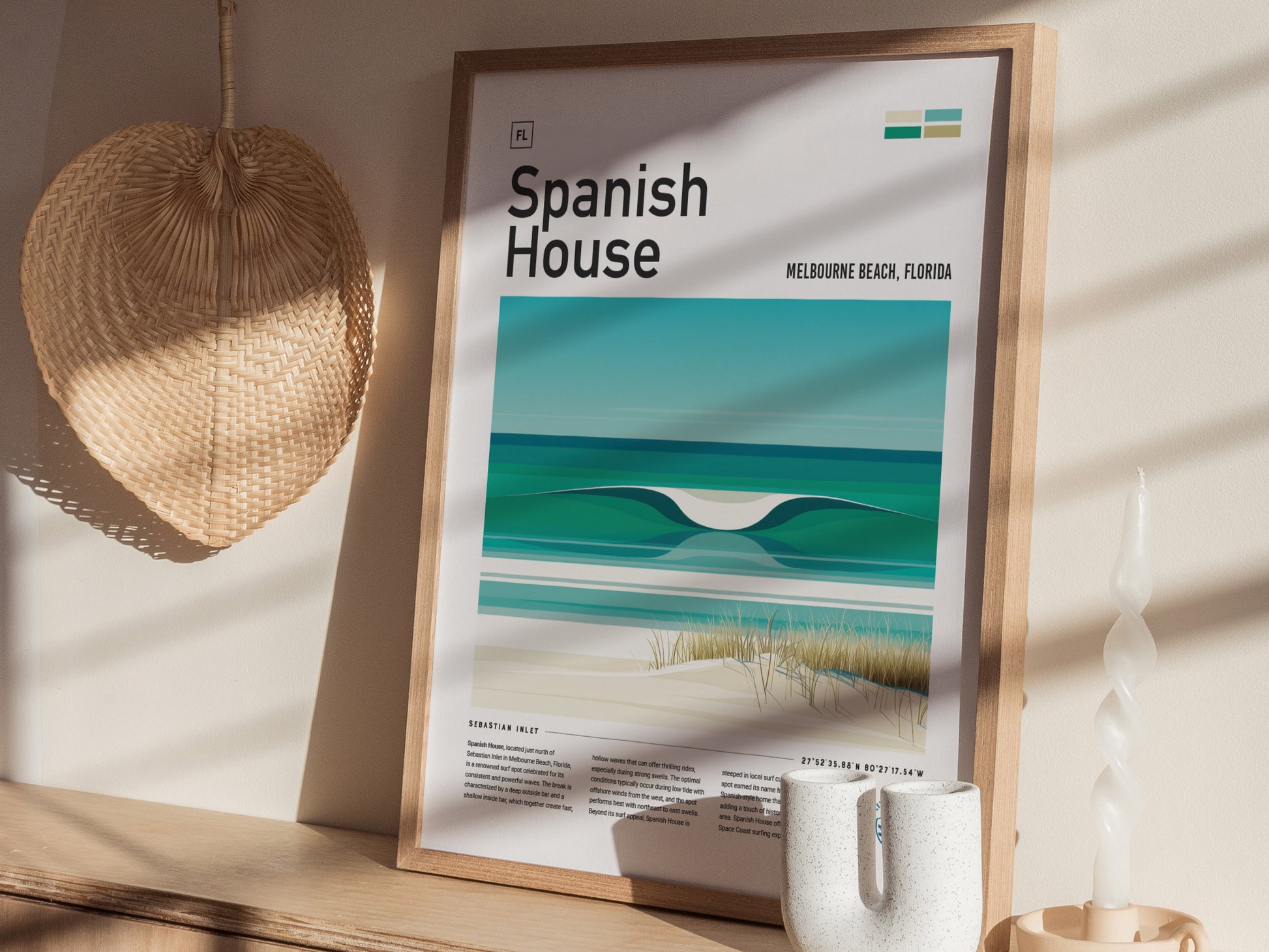 Spanish House Surf Spot Poster | Florida Surfer Wall Art