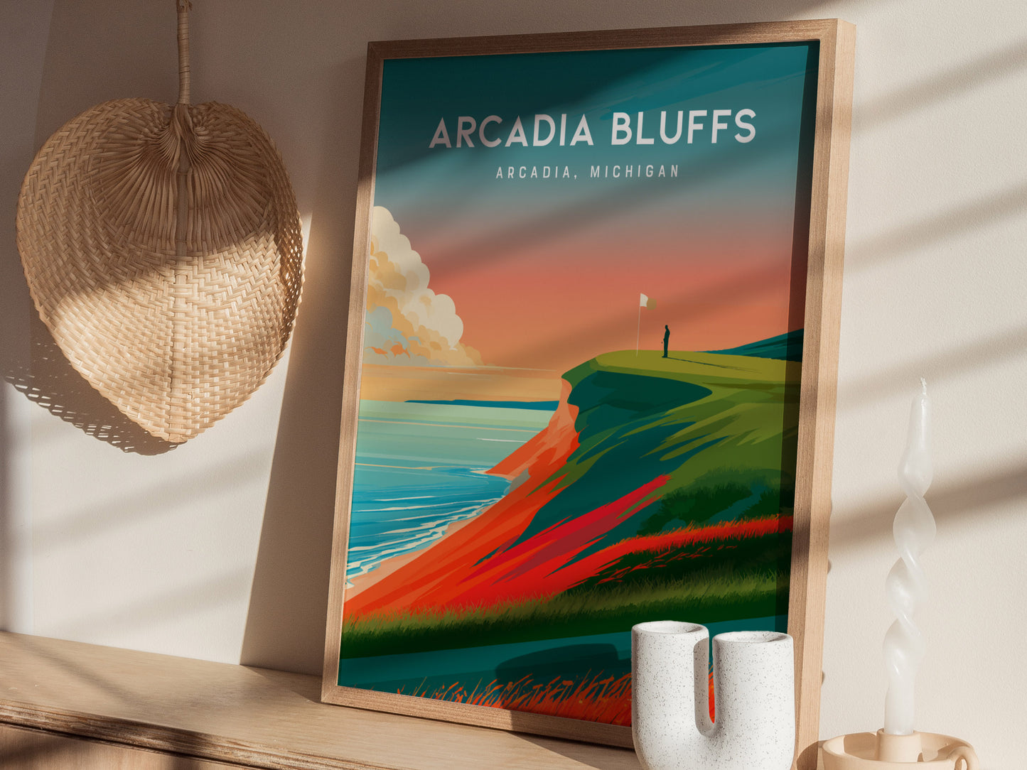 Arcadia Bluffs, Arcadia, Michigan Poster | Links Poster Golfer Gift Wall Art — styled in a modern interior