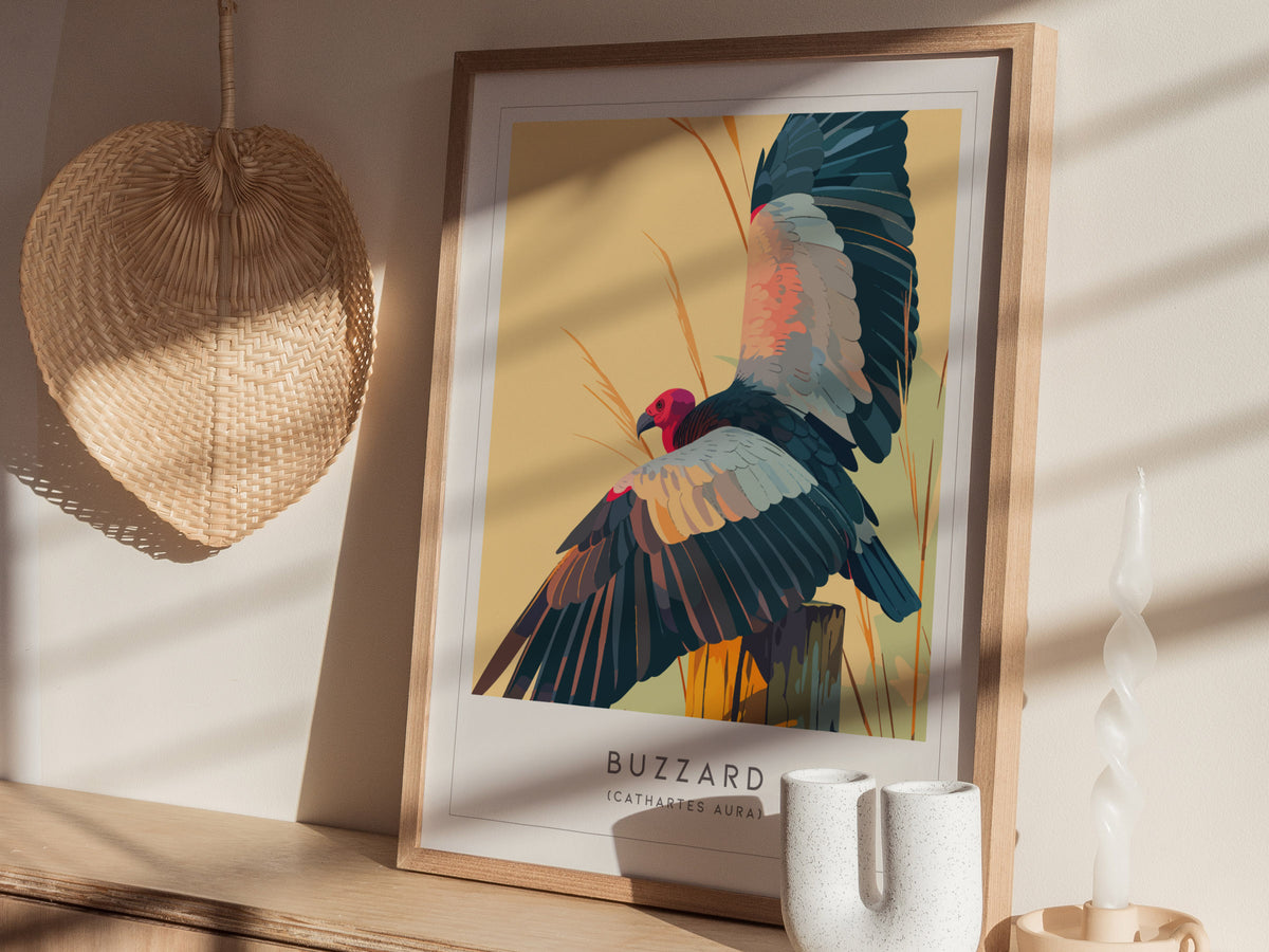 Buzzard, Cathartes aura Poster | Turkey Vulture Bird Wall Art — styled in a modern interior